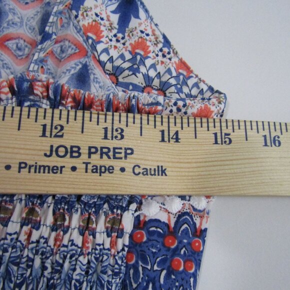 Women's Boho Printed Maxi Dress XL Blue Casual Maximalist Tribal Geometric - Picture 7 of 10